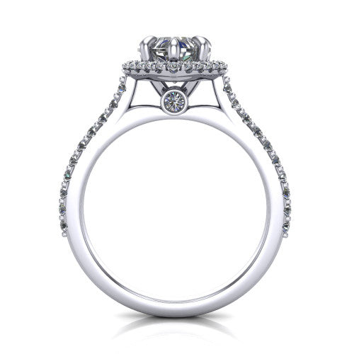 Vivienne Heart Shape Halo Engagement Ring in 14K White Gold