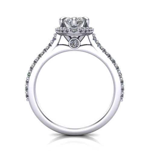Vivienne Marquise Shape Halo Engagement Ring in 14K White Gold