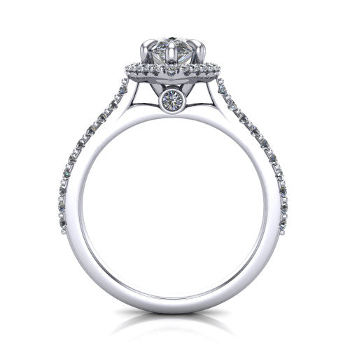 Vivienne Pear Shape Halo Engagement Ring in Platinum