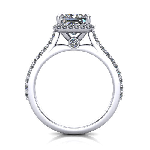 Vivienne Princess Shape Halo Engagement Ring in Platinum