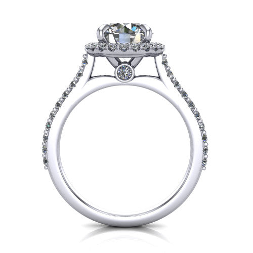 Vivienne Round Shape Halo Engagement Ring in 18K White Gold