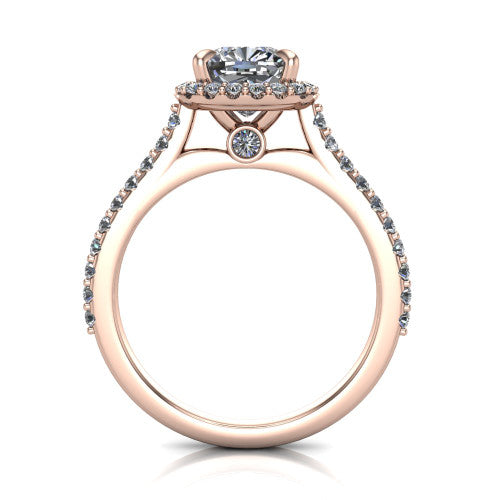 Vivienne Cushion Shape Halo Engagement Ring in 14K Rose Gold