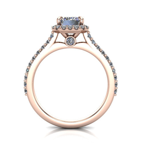 Vivienne Emerald Shape Halo Engagement Ring in 18K Rose Gold