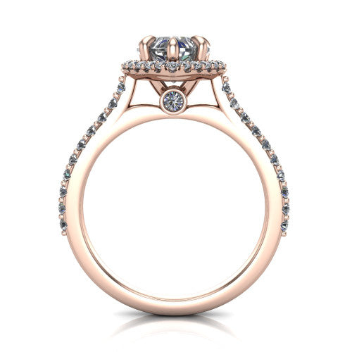 Vivienne Heart Shape Halo Engagement Ring in 18K Rose Gold