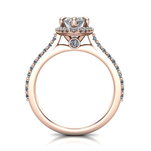 Vivienne Marquise Shape Halo Engagement Ring in 18K Rose Gold