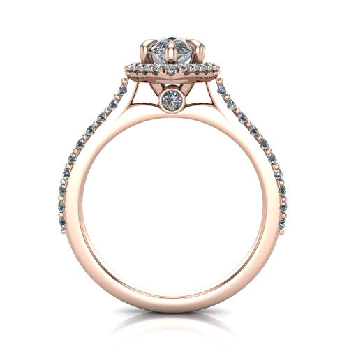 Vivienne Pear Shape Halo Engagement Ring in 18K Rose Gold