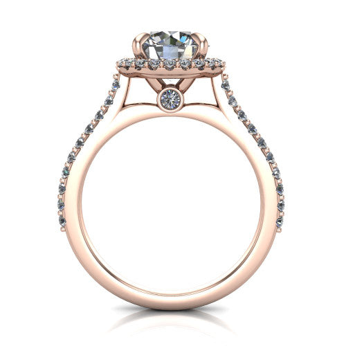 Vivienne Round Shape Halo Engagement Ring in 14K Rose Gold