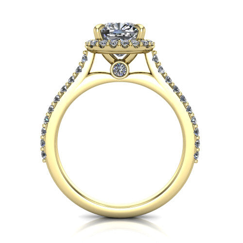 Vivienne Cushion Shape Halo Engagement Ring in 18K Yellow Gold