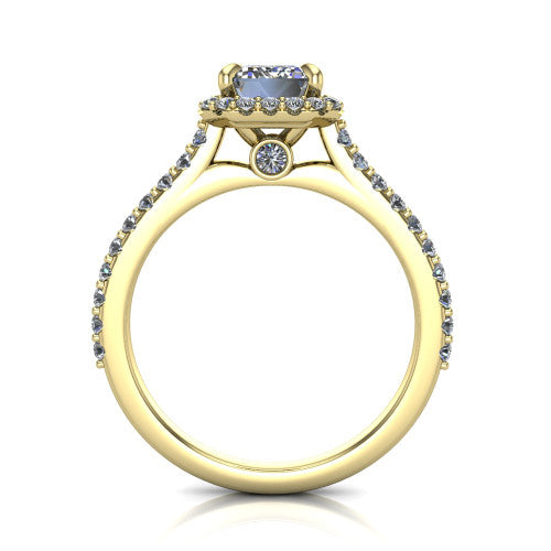 Vivienne Emerald Shape Halo Engagement Ring in 18K Yellow Gold