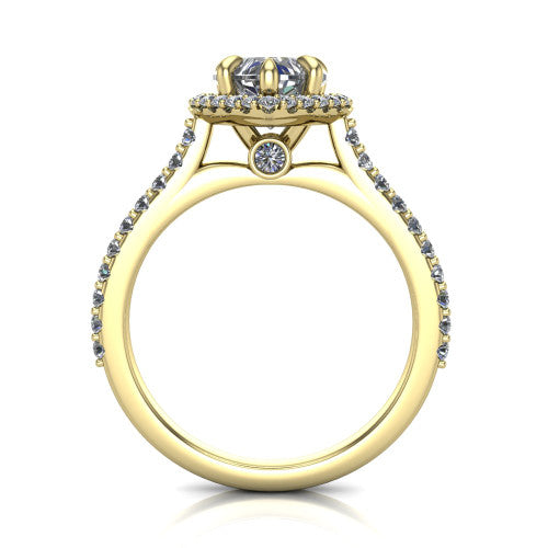 Vivienne Heart Shape Halo Engagement Ring in 14K Yellow Gold