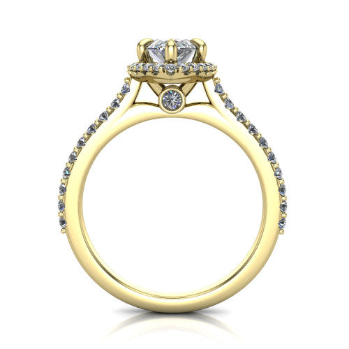Vivienne Marquise Shape Halo Engagement Ring in 14K Yellow Gold