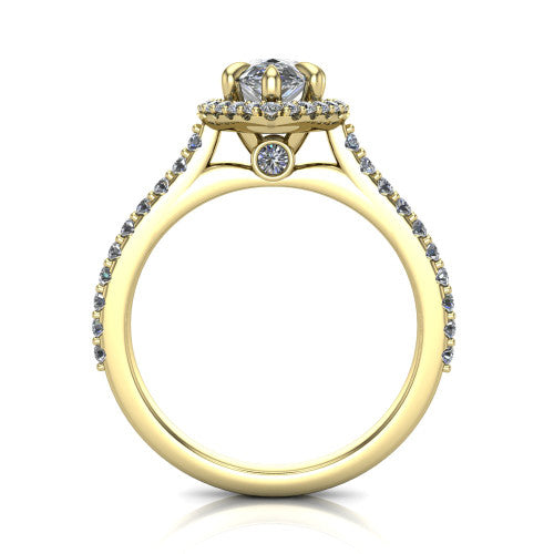 Vivienne Pear Shape Halo Engagement Ring in 14K Yellow Gold
