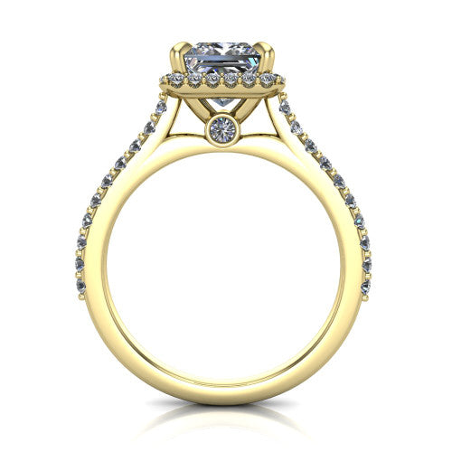 Vivienne Princess Shape Halo Engagement Ring in 14K Yellow Gold