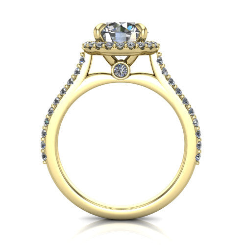 Vivienne Round Shape Halo Engagement Ring in 18K Yellow Gold