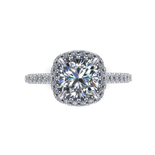 Vivienne Cushion Shape Halo Engagement Ring in Platinum
