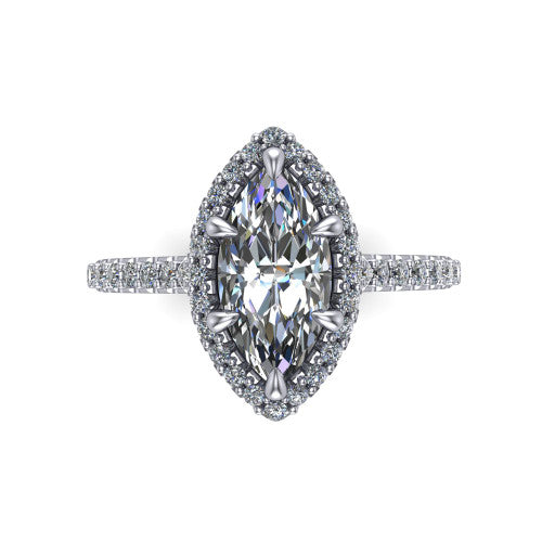 Vivienne Marquise Shape Halo Engagement Ring in Platinum