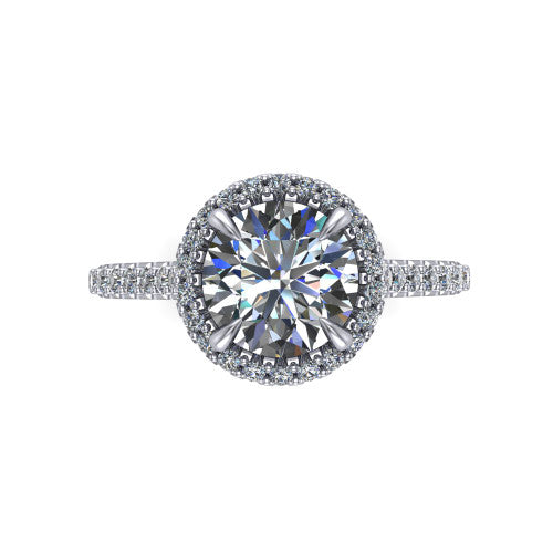 Vivienne Round Shape Halo Engagement Ring in 14K White Gold