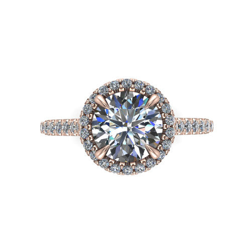 Vivienne Round Shape Halo Engagement Ring in 14K Rose Gold