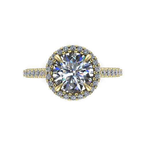 Vivienne Round Shape Halo Engagement Ring in 14K Yellow Gold