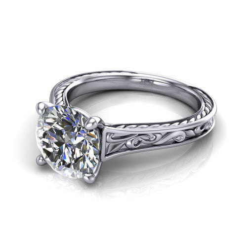 Sylvia Round Shape Solitaire Engagement Ring in Platinum