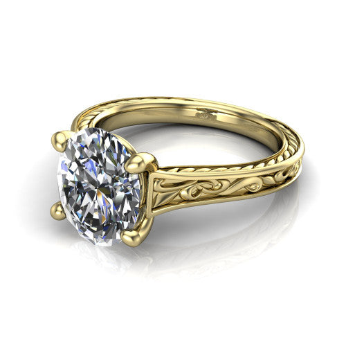 Sylvia Oval Shape Solitaire Engagement Ring in 18K Yellow Gold