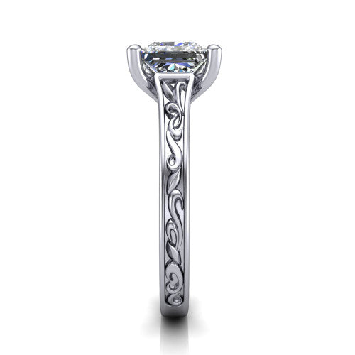 Sylvia Princess Shape Solitaire Engagement Ring in 14K White Gold