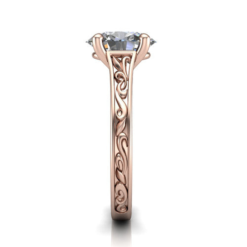 Sylvia Oval Shape Solitaire Engagement Ring in 14K Rose Gold