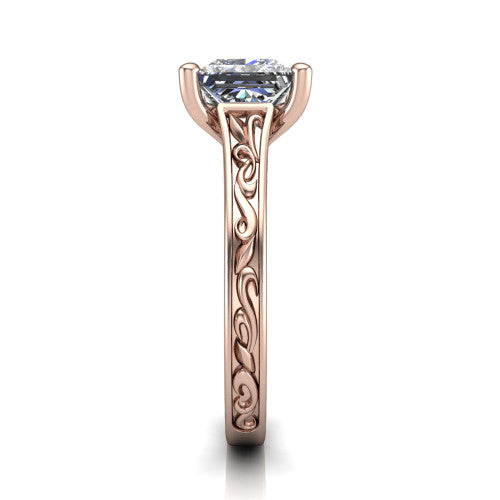 Sylvia Princess Shape Solitaire Engagement Ring in 14K Rose Gold