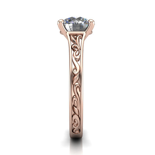 Sylvia Round Shape Solitaire Engagement Ring in 18K Rose Gold