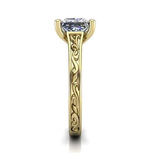 Sylvia Princess Shape Solitaire Engagement Ring in 14K Yellow Gold