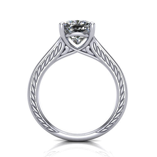 Sylvia Cushion Shape Solitaire Engagement Ring in 18K White Gold