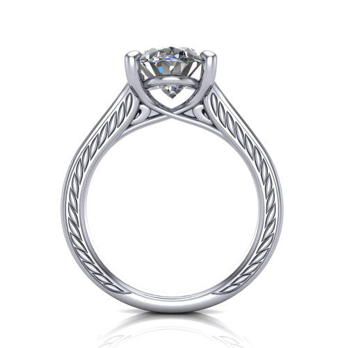 Sylvia Oval Shape Solitaire Engagement Ring in 18K White Gold