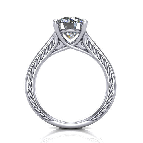 Sylvia Round Shape Solitaire Engagement Ring in Platinum