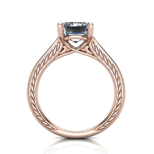 Sylvia Emerald Shape Solitaire Engagement Ring in 14K Rose Gold