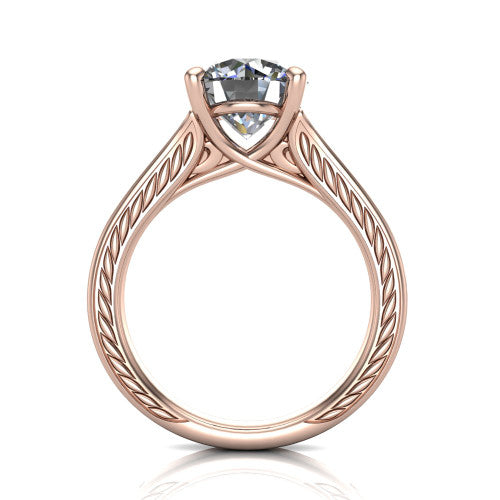 Sylvia Round Shape Solitaire Engagement Ring in 14K Rose Gold