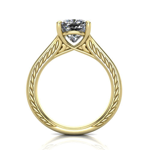 Sylvia Cushion Shape Solitaire Engagement Ring in 14K Yellow Gold