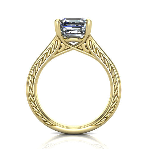 Sylvia Square Emerald Shape Solitaire Engagement Ring in 14K Yellow Gold