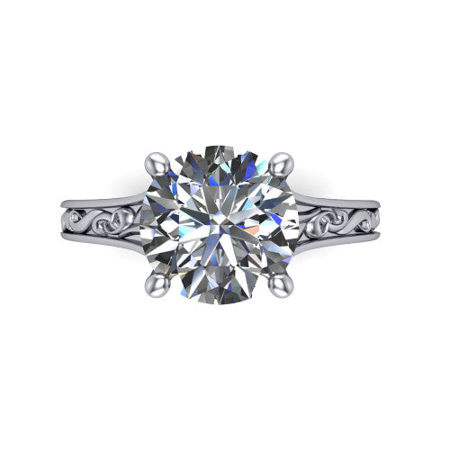 Sylvia Round Shape Solitaire Engagement Ring in 18K White Gold