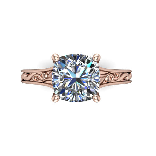 Sylvia Cushion Shape Solitaire Engagement Ring in 18K Rose Gold