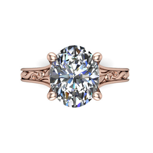 Sylvia Oval Shape Solitaire Engagement Ring in 14K Rose Gold
