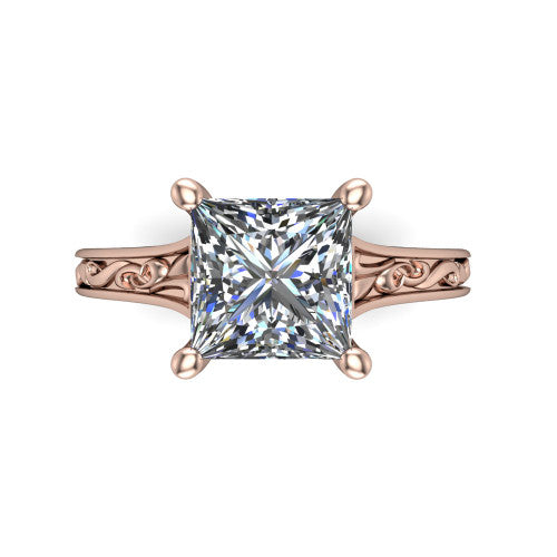 Sylvia Princess Shape Solitaire Engagement Ring in 18K Rose Gold