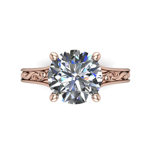 Sylvia Round Shape Solitaire Engagement Ring in 14K Rose Gold