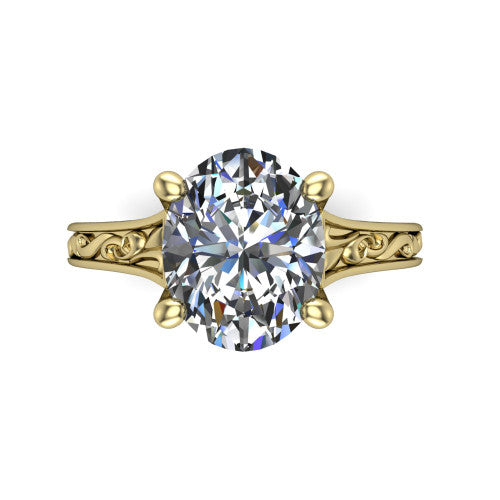 Sylvia Oval Shape Solitaire Engagement Ring in 14K Yellow Gold