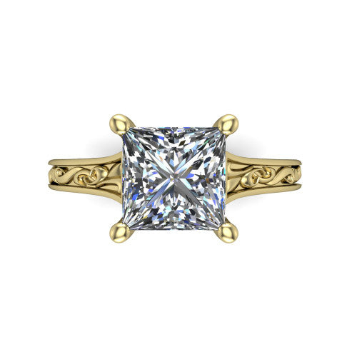 Sylvia Princess Shape Solitaire Engagement Ring in 18K Yellow Gold