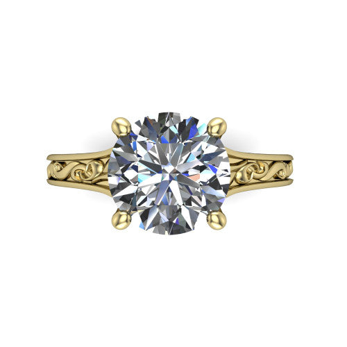 Sylvia Round Shape Solitaire Engagement Ring in 14K Yellow Gold