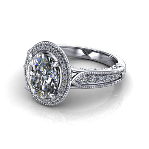 Liana Oval Shape Halo Engagement Ring in Platinum