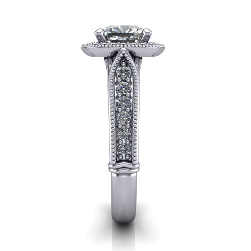 Liana Cushion Shape Halo Engagement Ring in Platinum