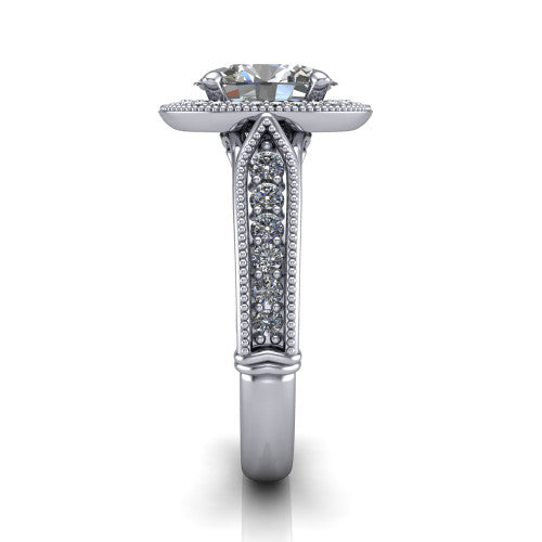 Liana Oval Shape Halo Engagement Ring in 14K White Gold