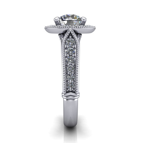 Liana Round Shape Halo Engagement Ring in 18K White Gold