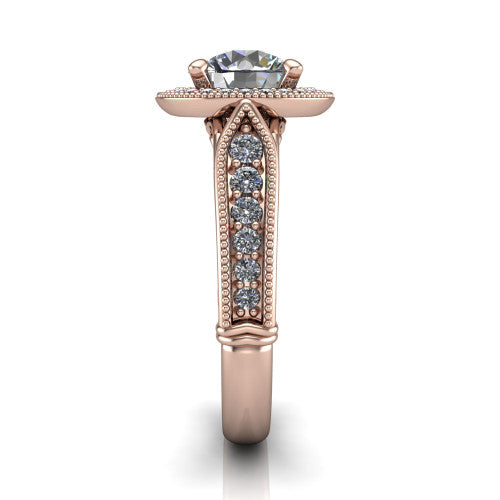 Liana Round Shape Halo Engagement Ring in 14K Rose Gold
